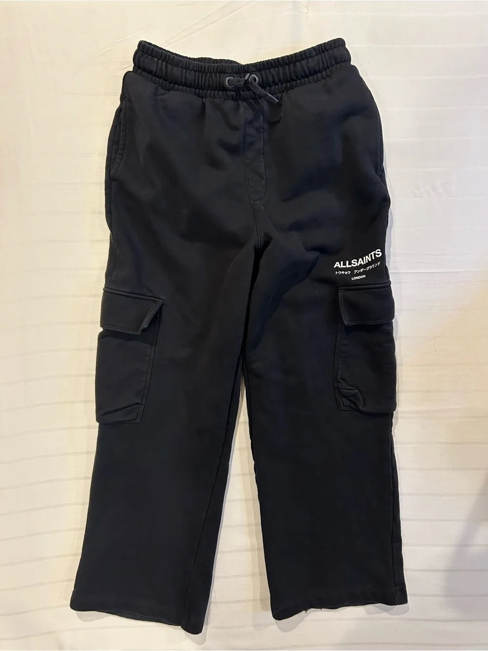 All Saints Black Cargo Track Pants